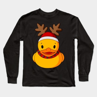 Reindeer Hat Rubber Duck Long Sleeve T-Shirt